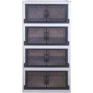 دولاب بلاستيك مينى إيليت الوطنية، 4 دور، 125×56×32 سم - ابيض اسود