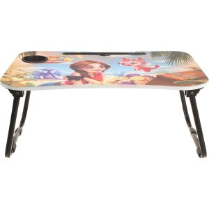 Al Alamiya 3D Wooden Laptop Table with Metal Legs, Easy to Fold, 60×40 cm - Multicolor