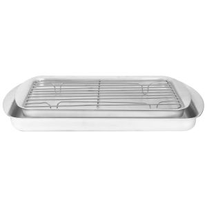 Al-Ahram S-Rack Aluminum Oven Tray Set, Equipped With A Grill, 3 Pieces - Silver