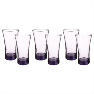 Pasabahce Glass Cups Set, 6 Pieces, 320 ml - Purple