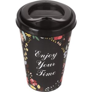 Lamsa Plast Plastic Water Cup with Squeeze Cap, 400 ml - Black