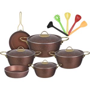 Vision Granite Pots Set, 15 Pieces - Copper