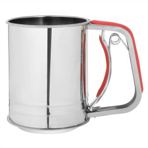 Stainless steel mug shaped sieve, 10×12.5 cm - Silver Red