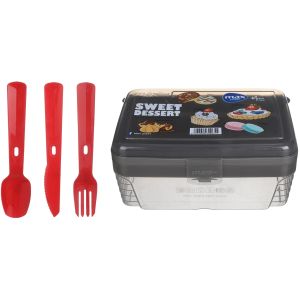 Max plast Rectangular Lunch Box Divided Inside, 1.2 Liter - Grey