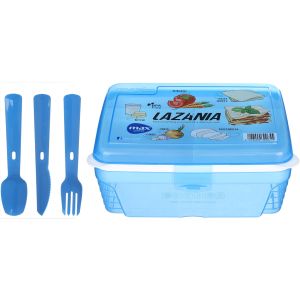 Max plast Rectangular Lunch Box Divided Inside, 1.2 Liter - Blue