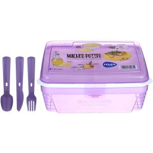 Max plast Rectangular Lunch Box Divided Inside, 1.2 Liter - Mauve