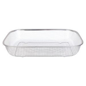 Rectangular Stainless Steel Strainer, 33×24 cm - Silver