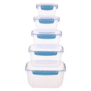 Dunya Refrigerator Box, 5 Pieces - Clear Petrol
