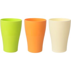 Lamsa Plast Plastic Water Cup Set, 3 Pieces, 340 ml - Multicolor