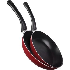 Nouval Teflon Frying Pan Set, 2 Pieces - Red
