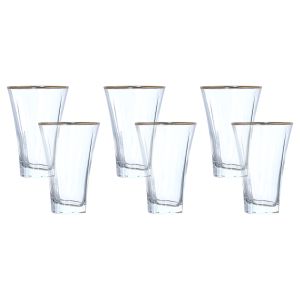 Love Glass Cup Set, 6 Pieces, 350 CC - Clear Gold