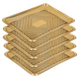 Elite Desert Plates Set, 5 Pieces, 26×35 cm - Gold
