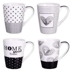 Lotus Dream Porcelain Mug Set, 4 Pieces, 350 ml