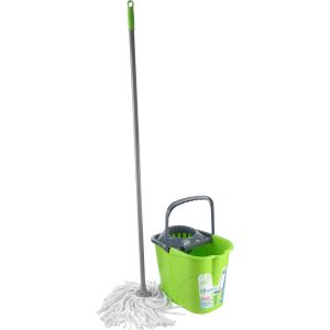 Weazy Plastic Mob Bucket With Wringer, Plastic Handle, 14.5 Liter - Green