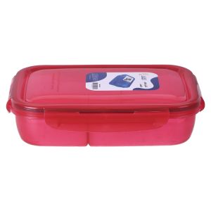 Al Qaed Plastic Lunch Box, 4 Eyes, 2100 ml - Red