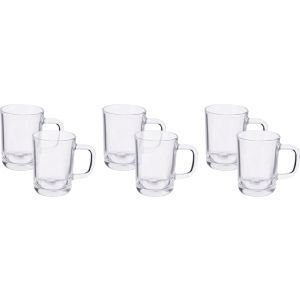 Blink Max Glass Mug Set, 6 Pieces, 205 ml - Clear