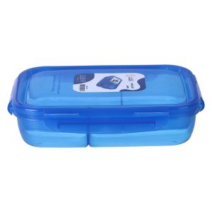 Al Qaed Plastic Lunch Box, 4 Eyes, 2100 ml - Blue
