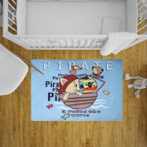 Mack Nylon Rug Kids design, 100x150cm, 1900 gm - Light Blue