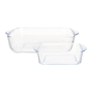 Borcam Glass Thermal Oven Dish, 2 Pieces - Clear