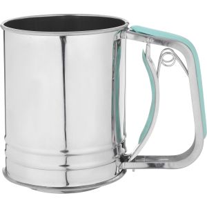 Stainless Steel Sieves, Mug Shaped, 10×12.5 cm - Silver Turquoise