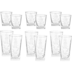 Snabel Glass Cup Set, 12 Pieces - Clear Silver