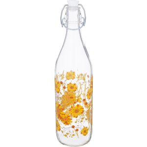 Glass Water Bottle, Clip Lid, 1 Liter - Clear