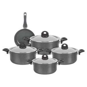 Trueval Teflon Pot Set, 9 Pieces - Olive