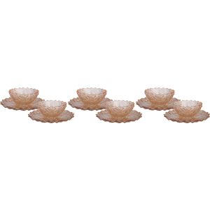 Glass Dessert Bowls, 12 Pieces - Clear Light Brown