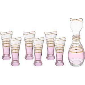 Snabel Glass Juice Cup with Flask Set, 7 Pieces - Multicolor
