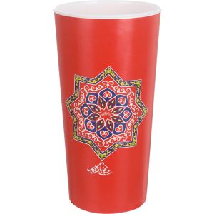 Ramadan Shape Plastic Cup With Lid, Hot/Cold, 600 Ml - Red