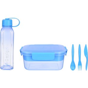 M Design Plastic Lunch Box Set, 5 Pieces - Blue