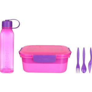 M Design Plastic Lunch Box Set, 5 Pieces - Fuchsia