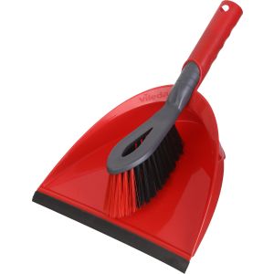 Vileda Plastic Floor Cleaning Brush with Shovel, 35×25 cm - Red Black