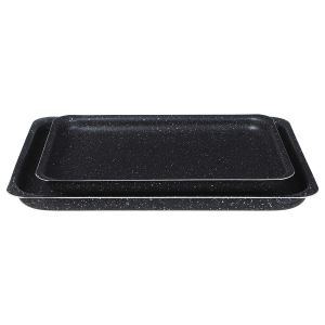 Nouval Classic Granite Trays Set, 2 Pieces - Black