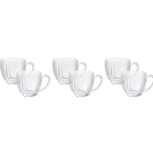 BlinkMax Glass Mug Set, 6 Pieces, 205 ml - Clear