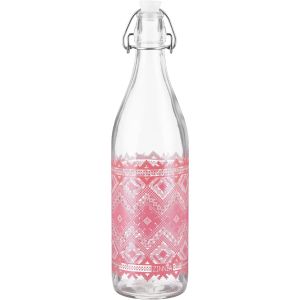 Glass Water Bottle, Clip Lid, 1 Litre - Clear