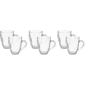 City Glass Mug Set, 6 Pieces, 190 ml - Clear