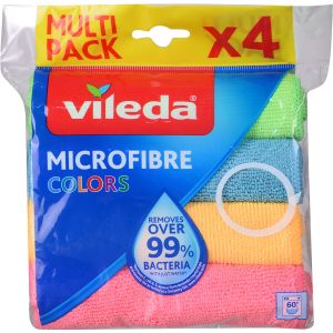 Vileda Multipurpose Microfiber Cloth, 4 Pieces - Multicolor