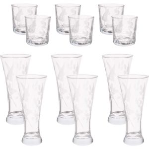 Snabel Glass Cups Set, 12 Pieces - Clear Silver