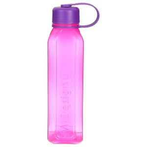 M Design Square Plastic Water Bottle, 800 Ml - Fuschia Purple