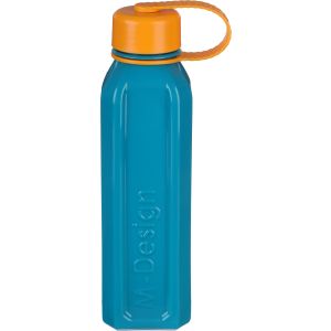 M-Design Plastic Water Bottle, with Connected Lid, 800 ml - Turquoise Orange