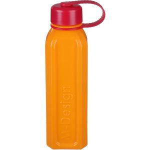 M-Design Plastic Water Bottle, with Connected Lid, 800 ml - Orange Red