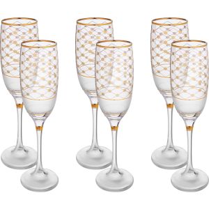Suabel Glass Cup Set, 6 Pieces, 260 ml - Clear Gold