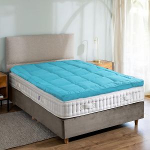 مرتبه تطريه فايبر مخمل، 195×120 سم، ارتفاع 7 سم - تركواز