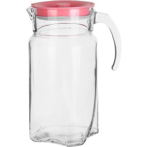 Pasabahce Luna Glass Jug with Plastic Lid, 1750 ml - Clear Pink