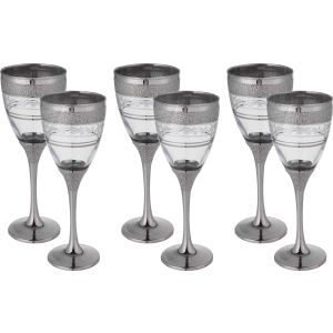 Bohemia Glass Tumbler Set, 6 Pieces - Silver Clear