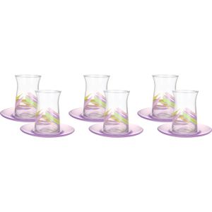 Lav Glass Tea Set, 12 Pieces - Multicolor