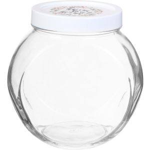 Pasabahce Glass Jar, with Plastic Lid, 1500 ml - Clear White
