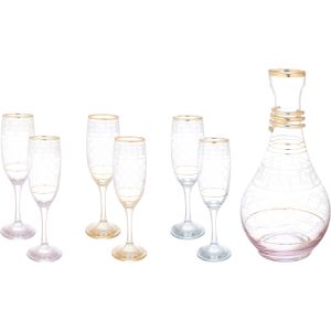 Bohemia Drinking Glass Set, 7 Pieces, 180 ml - Multicolor