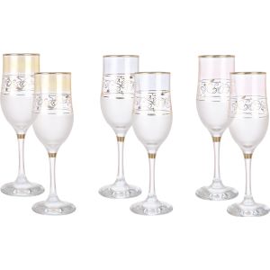 Bohemia Glass Cups Set, 6 Pieces, 180 ml - Multicolor